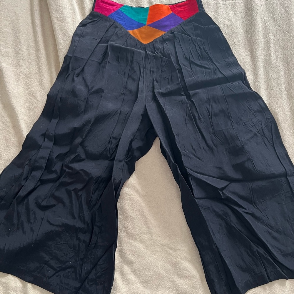 Vintage high-rise wide-leg culotte style cropped pants